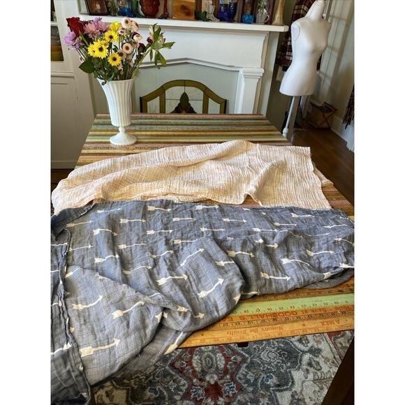 Lulujo Baby 100% Cotton Muslin Swaddle Blankets 40x 40 Aden + Anais Lot Of 2 - Picture 3 of 10